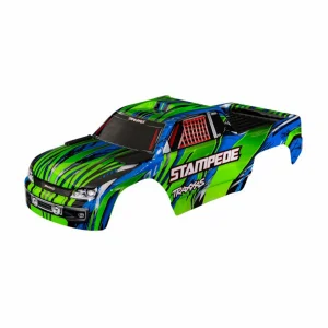 Traxxas Body, Stampede (also fits Stampede VXL), Green (painted, decals applied) (assembled with front + rear body mounts for clipless mounting)