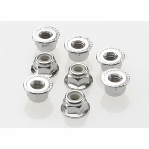 Traxxas M4 Nuts - Flanged Nylon Locking Steel Serrated (8)