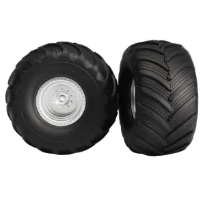 Traxxas Tires wheels assembled glued (satin chrome wheels Terra Groove dual profile tires foam inserts) (electric rear) (2)