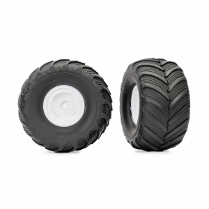 Traxxas Wheels + Tyres, assembled, glued (white wheels, Terra Groove dual profile tyres, foam inserts) (2)