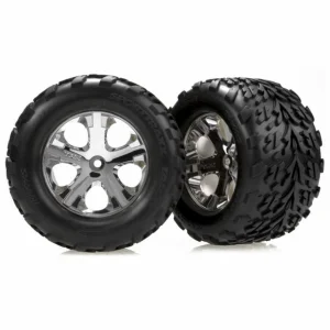 Traxxas Talon Tyres Pre Glued On All Star Chrome Wheels - 12mm Hex Fit