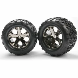Traxxas Talon tires All-Star black chrome wheels foam inserts (assembled and glued) (electric rear) (2) (TSM rated)