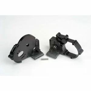 Traxxas Gearbox halves (L R) (black) w/ idler gear shaft