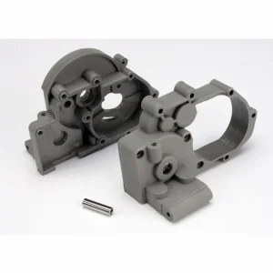 Traxxas Gearbox halves (L R) (grey) w/ idler gear shaft
