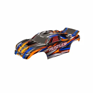 Traxxas Body, Rustler (also fits Rustler VXL), orange (painted, decals applied) (assembled with front + rear body mounts for clipless mounting)