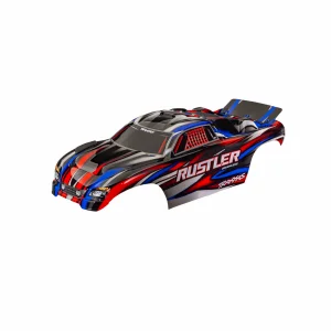 Traxxas Body, Rustler (also fits Rustler VXL), red (painted, decals applied) (assembled with front + rear body mounts for clipless mounting)