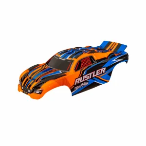 Traxxas Body, Rustler Orange Clipless