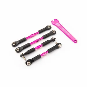 Traxxas Turnbuckles, aluminium (pink-anodised), camber links, front, 39mm (2), rear, 49mm (2) (assembled with rod ends + hollow balls)/ wrench