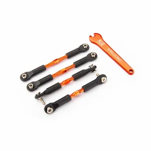 Traxxas Turnbuckles, aluminium (orange-anodised), camber links, front, 39mm (2), rear, 49mm (2) (assembled with rod ends + hollow balls)/ wrench