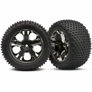 Traxxas Alias tires All Star black chrome wheels foam inserts (assembled and glued) (rear) (2) (TSM rated)
