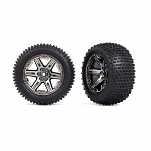 Traxxas Tyres + wheels, assembled, glued (2.8) (RXT black chrome wheels, Alias Tyres, foam inserts) (2WD electric rear) (2) (TSM rated)