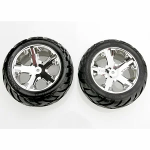 Traxxas Anaconda tires All Star chrome wheels assembled glued (with foam inserts) (electric rear) (1 left 1 right)