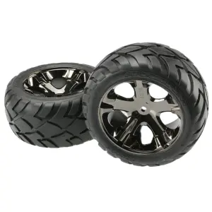 Traxxas Anaconda Tyres Pre Glued On All Star Black Chrome Wheels - 12mm Hex (2WD Elec Rear)