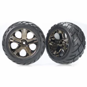 Traxxas Anaconda tires All-Star black chrome wheels assembled glued (with foam inserts) (nitro rear/ electric front) (1 left 1 right)