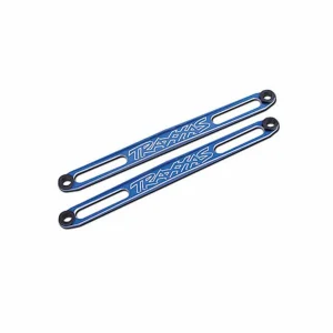Traxxas Hold downs battery (blue-anodized) (2)/ adhesive foam battery pads/ shoulder screws (2)/battery hold-down posts (4)/ clips (4)