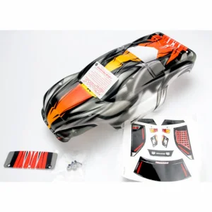 Traxxas Body Nitro Rustler ProGraphix (Replacement for the painted body. Graphics are painted requires paint final color application.)/window grill lights decal sheet/ wing and Aluminium hardware
