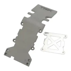 Traxxas Skidplate rear plastic (grey)/ stainless steel plate