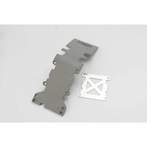 Traxxas Skidplate rear plastic (grey)/ stainless steel plate