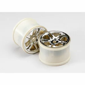 Traxxas SS (Split-Spoke) 3.8 Wheels (chrome) (2) (use with 17mm splined wheel hubs nuts part 5353X) (fits Revo/MAXX series)