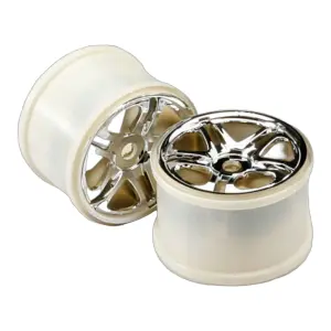 Traxxas SS (Split-Spoke) 3.8 Wheels (chrome) (2) (use with 17mm splined wheel hubs nuts part 5353X) (fits Revo/MAXX series)