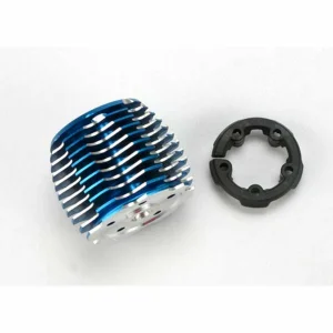 Traxxas Cooling head PowerTune (machined Aluminium blue-anodized) (TRX 2.5 and 2.5R)/ head protector (plastic)