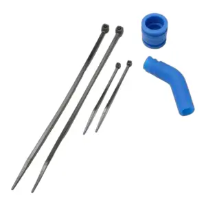 Traxxas Pipe coupler molded (blue)/ exhaust deflecter (rubber blue)/ cable ties long (2)/ cable ties short (2)