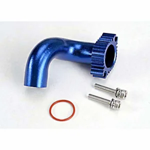 Traxxas Header blue-anodized Aluminium (for rear exhaust engines only) (TRX 2.5 2.5R 3.3)