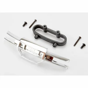 Traxxas Bumper front (chrome)/ bumper mount front/ 4x10mm BCS (2)/ 3x25mm BCS (2)