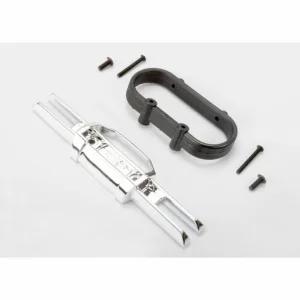 Traxxas Bumper rear (chrome)/ bumper mount rear/ 4x10mm BCS (2)/ 3x25mm BCS (2)