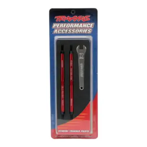 Traxxas 7075-T6 red-anodized Aluminium TUBES toe links (128mm fits front or rear) (2)/ rod ends rear (4)/ rod ends front (4)/ wrench (1)