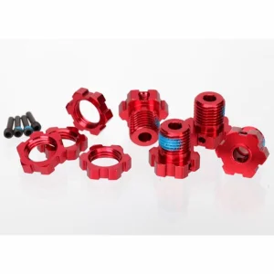 Traxxas Red-anodized Aluminium 17mm splined wheel hubs and hex nuts