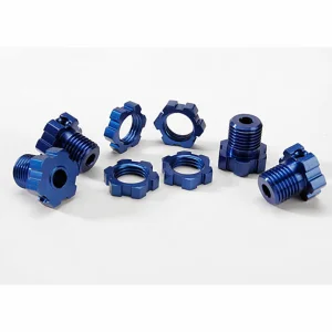 Traxxas Blue-anodized Aluminium 17mm splined wheel hubs and hex nuts