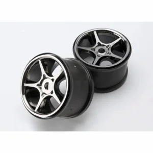 Traxxas Gemini 3.8 Wheels (black chrome) (2) (use with 17mm splined wheel hubs nuts part 5353X)