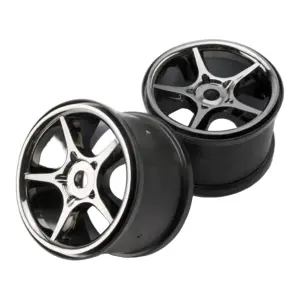 Traxxas Gemini 3.8 Wheels (black chrome) (2) (use with 17mm splined wheel hubs nuts part 5353X)