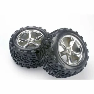 Traxxas Talon Tyres Pre-Glued On Gemini Chrome Wheels - Pair ** CLEARANCE **