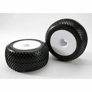 Traxxas Response Pro Tyres - Pre Glued On 3.8 White Dish Wheels - 17mm Traxxas Splined Fitting - Pair