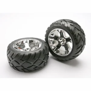 Traxxas Anaconda Tyres Pre Glued On All Star Chrome Wheels - Bearing Fit