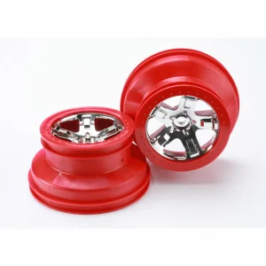 Traxxas Wheels SCT chrome red beadlock style dual profile (2.2 outer 3.0 inner) (4WD front/rear 2WD rear only) (2)