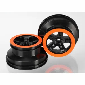 Traxxas Wheels SCT black orange beadlock style dual profile (2.2 outer 3.0 inner) (2WD front) (2)