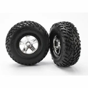 Traxxas SCT Short Course Tyres on SCT Chrome/Black Wheels - 12mm Hex (2)