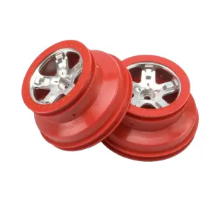 Traxxas Short Course Chrome SCT Wheels - Red Beadlock - 12mm Hex (2) (2WD Front)
