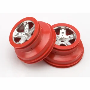 Traxxas Short Course Chrome SCT Wheels - Red Beadlock - 12mm Hex (2) (2WD Front)