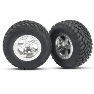 Traxxas SCT Short Course Tyres on SCT Chrome/Chrome Wheels - 12mm Hex (2) (2WD Front)