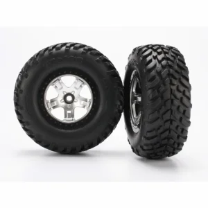 Traxxas SCT Short Course Tyres on SCT Chrome/Black Wheels - 12mm Hex (2) (2WD Front)
