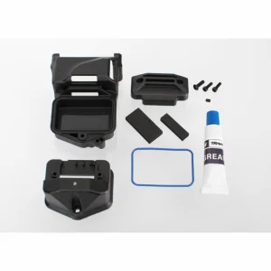 Traxxas Box receiver (sealed) (servo mount)/ foam (2)/ BCS 3x10mm/ CS 2.5x8mm (2)/ GS 3x4mm/ silicone grease