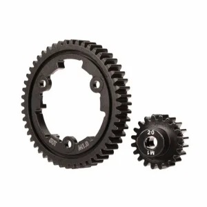 Traxxas Spur gear, 50-tooth, steel (wide-face)/ gear, 20-T pinion (1.0 metric pitch) (fits 5mm shaft)/ set screw
