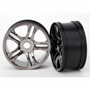 Traxxas Wheels split-spoke (black chrome) (rear) (2)