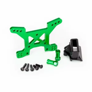 Traxxas Shock tower front 7075-T6 Aluminium (green-anodized) (1)/ body mount bracket (1)
