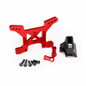 Traxxas Shock tower front 7075-T6 Aluminium (red-anodized) (1)/ body mount bracket (1)