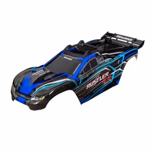 Traxxas Body, Rustler 4X4, blue (painted, decals applied) (assembled with front + rear body mounts and rear body support for clipless mounting)